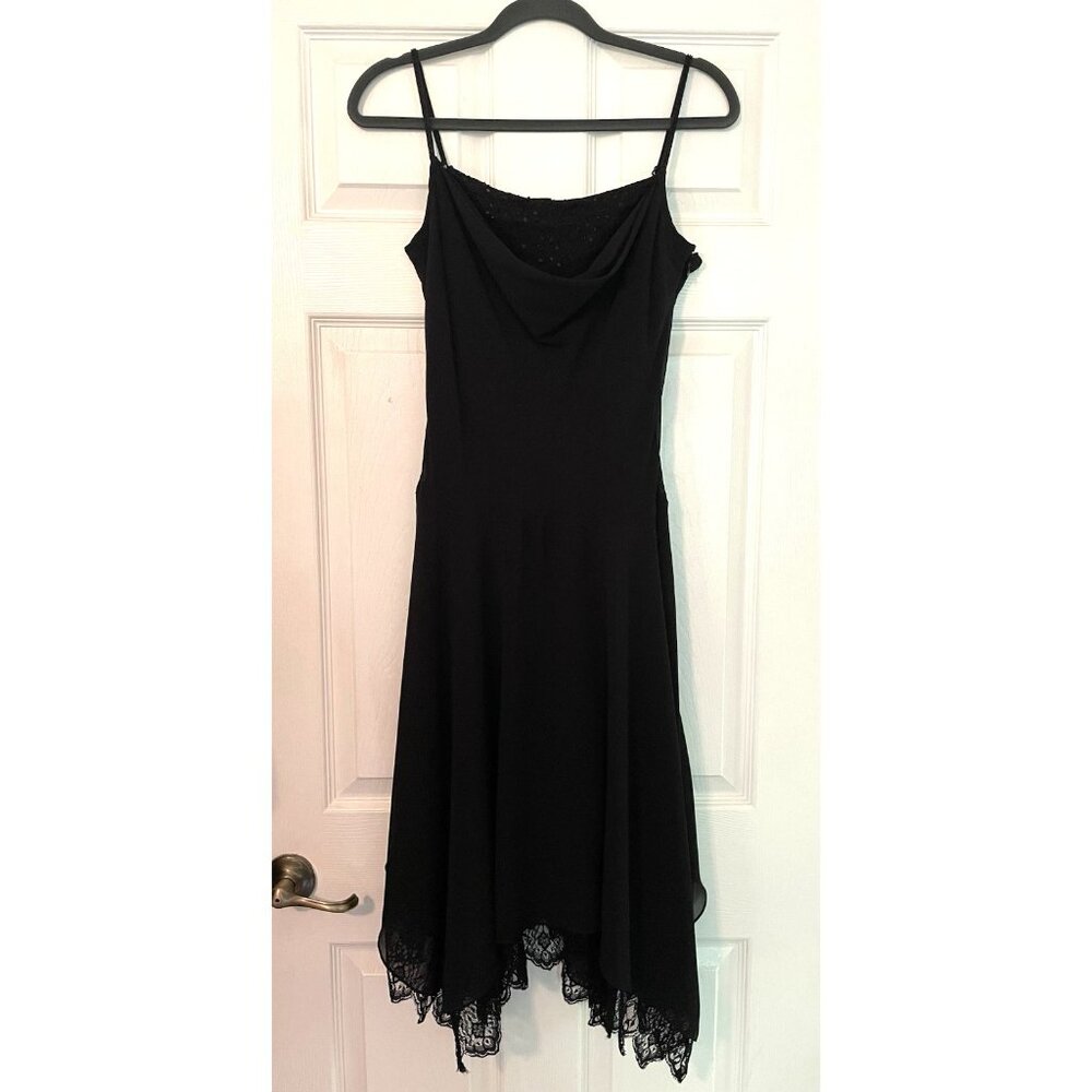 Bella  Blue Y2K Babydoll‎ Dress Black Asymmetrical Shear Goth Sz 6 Med Witchy